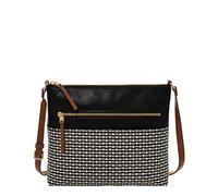 Fossil Damen Fiona große oder kleine Crossbody Geldbörse Handtasche für Frauen, Schwarzer Streifen, Large