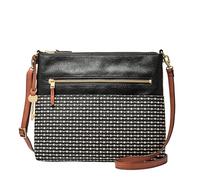 Fossil Damen Fiona große oder kleine Crossbody Geldbörse Handtasche für Frauen, Schwarzer Streifen, Large