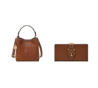 FOSSIL Damen Jessie Braune Ledertasche und Harwell Portemonnaie, Set