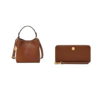 FOSSIL Damen Jessie Braune Ledertasche und Lennox Portemonnaie, Set
