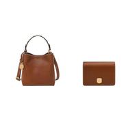 FOSSIL Damen Jessie Braune Ledertasche und Lennox Portemonnaie, Set