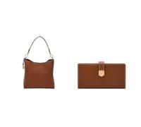 FOSSIL Damen Jessie Braune Ledertasche und Lennox Portemonnaie, Set