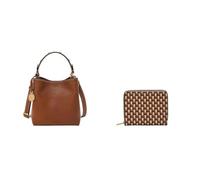 FOSSIL Damen Jessie Braune Ledertasche und Logan Portemonnaie, Set