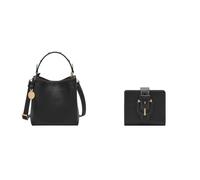 FOSSIL Damen Jessie Schwarze Ledertasche und Harwell Portemonnaie, Set