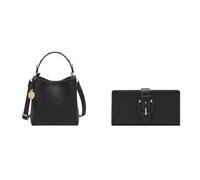 FOSSIL Damen Jessie Schwarze Ledertasche und Harwell Portemonnaie, Set