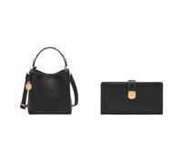 FOSSIL Damen Jessie Schwarze Ledertasche und Lennox Portemonnaie, Set