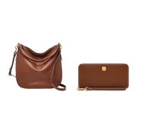 FOSSIL Damen Jolie Braune Ledertasche und Lennox Portemonnaie, Set