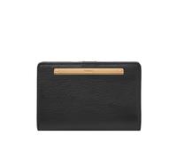 Fossil Damen Liza Leder Multifunktions Bifold Geldbörse für Frauen, Schwarz mit Gold, Einheitsgröße