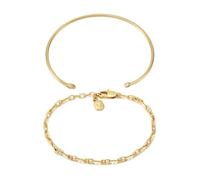 Fossil Armband-Set JA7292SET – Damen, Metall, gelbgoldfarben mit kristallweißem Zirkonia (synth.)