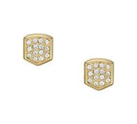 Paar Ohrstecker FOSSIL "HERITAGE SHIELD, JF04532710" Ohrringe Gr. Edelstahl, goldfarben (gelbgoldfarben, edelstahlfarben, kristallweiß, kristallweiß) Damen Ohrstecker mit Kristallglassteinen (88627541-0)