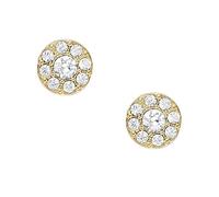 Fossil Ohrstecker JF04375710 – goldfarbenes Edelstahl, Zirkonia, Pfostenverschluss, 7 mm – Damen