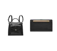 FOSSIL Damen Parker Schwarze Ledertasche und Liza Portemonnaie, Set