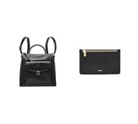 FOSSIL Damen Parker Schwarze Ledertasche und Logan Portemonnaie, Set