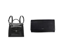 FOSSIL Damen Parker Schwarze Ledertasche und Logan Portemonnaie, Set