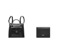 FOSSIL Damen Parker Schwarze Ledertasche und Logan Portemonnaie, Set