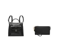 FOSSIL Damen Parker Schwarze Ledertasche und Wristlet, Set