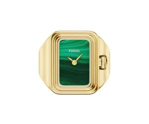 Fossil Damen-Quarzuhr aus Edelstahl mit Zwei Zeigern, Raquel Malachit Gold/Grün, 14MM, Uhrenring