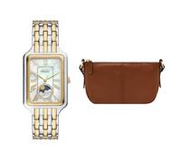 Fossil Damen Raquel Zweifarbige Edelstahl Uhr und Jolie Tasche Braun, Set
