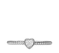 Fossil Damen Ring, All Stacked Up Edelstahl Herz Glitzer Ring