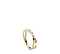 Fingerring FOSSIL "Schmuck Geschenk Edelstahl Ring ALL STACKED UP" Gr. 17,5, gold (gelbgoldfarben, kristallweiß), Fingerringe, Damen, 17,5, Edelstahl, 5,4mm, Fingerring, Mit Zirkonia (synth.) (5074120