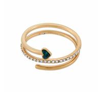 Fingerring FOSSIL "Schmuck Geschenk Edelstahl Ring JEWELRY Herz" Gr. 19, bunt (gelbgoldfarben, kristallweiß, grün), Fingerringe, Damen, 19, Edelstahl, 1,1mm, Fingerring, mit Glasstein, Malachit (10756