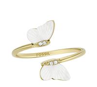 Fossil Damen Ring, Radiant Wings Weißer Perlmutt Schmetterling Ring
