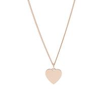 FOSSIL Damen Roségoldfarbenes Edelstahlarmband mit Karabinerverschluss und herzförmigem Anhänger