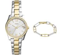 FOSSIL Damen Scarlette Mini Zweifarbige Edelstahl Uhr und Heritage Armband, Set