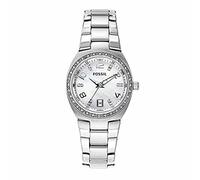 Fossil Damen Serena Quarz-Edelstahl-Dreizeigeruhr, Farbe: Silver Glitz (Modell: AM4141)