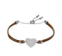 Fossil Damenarmband Sadie Glitz Heart Leder braun, JF04675040