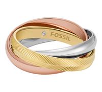 Fossil Damenring Harlow Interlocking Links Edelstahl dreifarbig, JF048079987