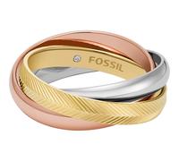 Fingerring FOSSIL "Schmuck Geschenk Edelstahl Ring Harlow, JF04807998" Gr. 19, rosa (silberfarben, gelbgoldfarben, roségoldfarben), Fingerringe, Damen, 19, Edelstahl, 3mm (73892121-19) silberfarben, g