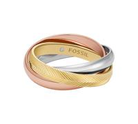Fossil Damenring Harlow Interlocking Links Edelstahl dreifarbig, JF048079986