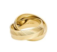 Fossil Damenring Harlow Interlocking Links Edelstahl goldfarben, JF048067109