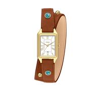 Quarzuhr FOSSIL "RAQUEL", gold (goldfarben, braun), Armbanduhren, Damen, Armbanduhr, Damenuhr, Lederarmband, analog, Tag, Türkis (27649367-0) goldfarben, braun