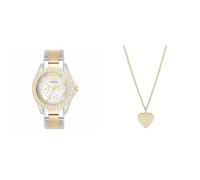 Fossil Damenuhr Riley, 38 mm Gehäusegröße, Quarz-Multifunktionswerk, Edelstahlarmband Damen Halskette Heart Gold-Tone Stainless Steel JF03080710