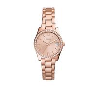 Fossil Damenuhr Scarlette Mini, Quarzwerk, 32mm Rose Gold Edelstahlgehäuse mit Edelstahlarmband, ES4318