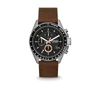 Fossil Decker uhr für Herren, Quarzwerk Chronograph mit Edelstahl- oder Lederarmband., Braun, 44MM