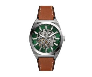 Fossil everett braunem herren uhr mit grünem zifferblatt und leder armband one_size Braun