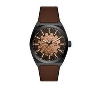 Fossil Everett Uhr für Herren, Automatik-Dreizeigerwerk mit Edelstahl- oder Lederarmband