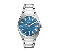 Fossil Everett uhr für Herren, Quarzwerk mit Edelstahl- oder Lederarmband, Silberfarben, 42MM