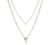 Fossil JF03648791 Damen Collier Herz Edelstahl Rose Weiß 47 cm