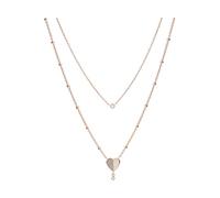 Fossil Flutter Hearts Różowe złoto-Tone Stal nierdzewna wielokrotna naszyjnik