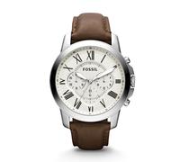 Fossil grant quarz braunem herren uhr mit beige zifferblatt und leder armband one_size Braun