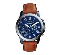 Fossil grant quarz braunem herren uhr mit blauemzifferblatt und leder armband one_size Braun