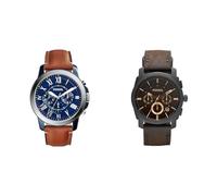 Fossil Grant Uhr für Herren, Quarz-Chronographenwerk, mit Edelstahl- oder Lederarmband, Braun, 44MM & Machine Uhr für Herren, Chronographenwerk mit Edelstahl- oder Lederarmband