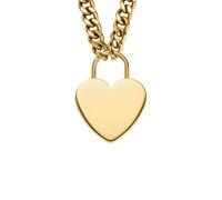 Kette mit Anhänger FOSSIL "Schmuck Geschenk Edelstahl SUTTON Herz", gelbgoldfarben, Halsketten, Damen, Edelstahl, L: 51 B: 5mm, B:5mm (64270633-0) gelbgoldfarben