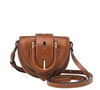 Fossil Harwell Damen Leder Micro Flap Crossbody Geldbörse Handtasche für Frauen, Braun, Einheitsgröße