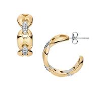 Paar Creolen FOSSIL "Schmuck Geschenk Edelstahl Ohrringe HERITAGE", gelbgoldfarben, edelstahlfarben, kristallweiß, kristallweiß, Ohrringe, Damen, 21mm, Edelstahl, mit Glasstein (14289137-0) gelbgoldfa