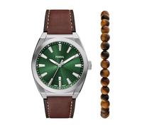 FOSSIL Herren Analog Quarz Uhr mit Leder Armband FS6080SET